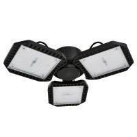 100-Watt LED Foldable Garage Shop Ceiling Light with 3 Adjustable Panels and E26/E37 Base, ETL-Listed, Daylight 5000K