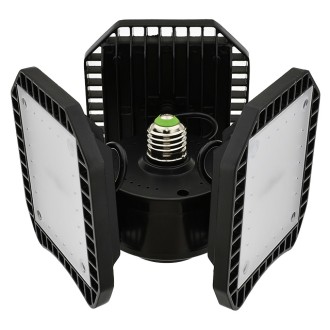 100-Watt LED Foldable Garage Shop Ceiling Light with 3 Adjustable Panels and E26/E37 Base, ETL-Listed, Daylight 5000K