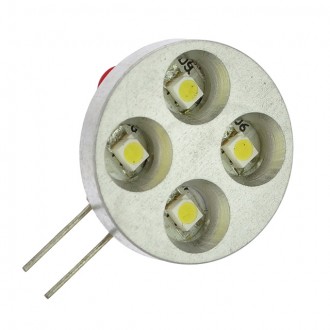 G4 Base Side-Pin 4-LED Light Bulb with Metal Bezel 12V AC/DC (Final Sale)