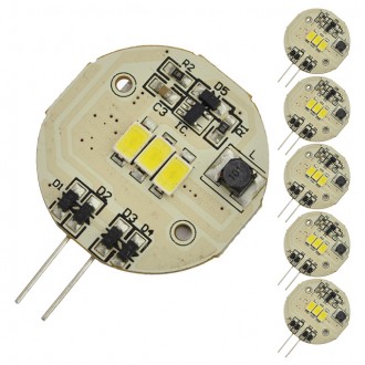G4 Base Side-Pin 3-LED Disc Type Bulb with Heat Sink (6-Pack) (Final Sale)