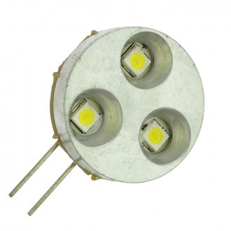 G4 Base Side-Pin 3-LED Light Bulb with Metal Bezel 12V AC/DC (Final Sale)