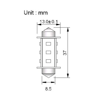 37mm Festoon LED Light Bulb with 12xSMD3528 12VDC 1.3W