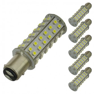 BAY15d Dual Contact Offset Pins Bayonet Base Tower Type LED Bulb with 60xSMD3528 10-30V DC (6-Pack)