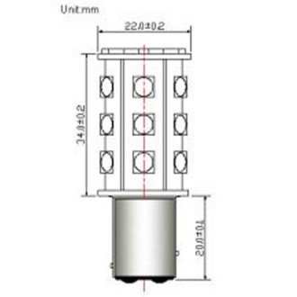 BAY15d Dual Contact Offset Pins Bayonet Base Tower Type LED Bulb with 18xSMD5050 10-30V DC (6-Pack)