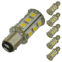 BAY15d Dual Contact Offset Pins Bayonet Base Tower Type LED Bulb with 18xSMD5050 10-30V DC (6-Pack)