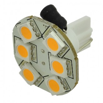 T10 194 Wedge Base Rear-Mount Disc Type LED Bulb with 6xSMD5050 12V AC/DC
