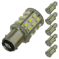 BAY15d Dual Contact Offset Pins Bayonet Base Tower Type LED Bulb with 30xSMD3528 10-30V DC (6-Pack)