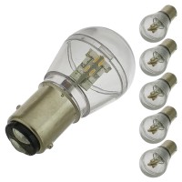 BAY15d Dual Contact Offset Pins Bayonet Base S8 0.7W LED Bulb 10-30V DC (6-Pack)