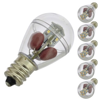 E12 Base S8 1-Watt LED Bulb with 16xSMD3014 and Clear Cover 100-240V AC (6-Pack)