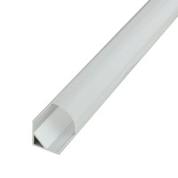 Aluminum Channel System with Cover, End Caps, and Mounting Clips, for LED Strip Installations, Angled V-Shape, Pack of 5x 39" or 10x 94" Segments