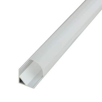 Aluminum Channel System with Cover, End Caps, and Mounting Clips, for LED Strip Installations, Angled V-Shape, Pack of 5x 39" or 10x 91" Segments