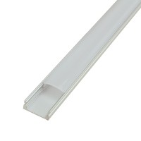 Aluminum Channel System with Cover, End Caps, and Mounting Clips, for LED Strip Installations, Standard U-Shape, Pack of 5x 39" or 10x 94" Segments