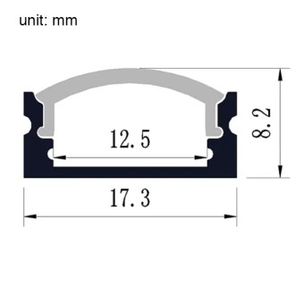 Black Anodized Aluminum Channel System with Dark and Milky Covers, End Caps, and Mounting Clips for LED Strip Installations, U-Shape