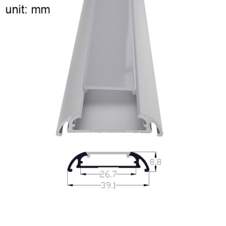 Aluminum Channel System with Cover, End Caps, and Mounting Clips, for LED Strip Installations, Extra-Wide, Pack of 5x 1m Segments