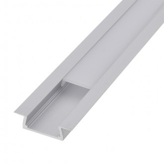 Aluminum Channel System with Cover, End Caps, and Mounting Clips, for LED Strip Installations, Flush-Mount Recessed, Pack of 5x 1m Segments