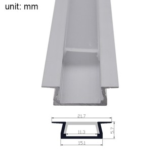 Aluminum Channel System with Cover, End Caps, and Mounting Clips, for LED Strip Installations, Flush-Mount Recessed, Pack of 5x 1m Segments