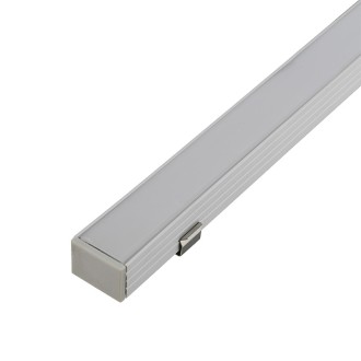 Aluminum Channel System with Cover, End Caps, and Mounting Clips, for LED Strip Installations, Continuous Cover, Pack of 5x 1m Segments