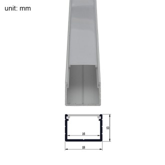 Aluminum Channel System with Cover, End Caps, and Mounting Clips, for LED Strip Installations, Continuous Cover, Pack of 5x 1m Segments