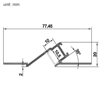 10-ft Aluminum Channel System with Cover and End Caps for LED Strip Installations - Mud-In Recessed Angled