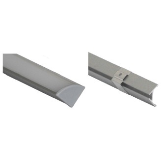 8-ft Aluminum Channel System with Cover, End Caps, and Mounting Clips, for LED Strip Installations, Angled V-Shape