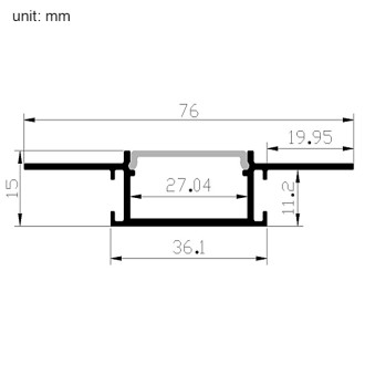 10-ft Aluminum Channel System with Cover and End Caps for LED Strip Installations - Mud-In Recessed U-Shape Medium