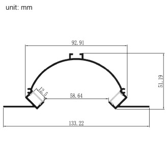 10-ft Aluminum Channel System with Cover and End Caps for LED Strip Installations -  Mud-In Recessed Arc