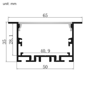 10-ft Aluminum Channel System with Cover and End Caps for LED Strip Installations - Recessed U-Shape Wide