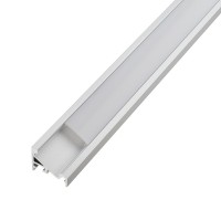 Aluminum Channel System with Cover, End Caps, and Mounting Clips, for LED Strip Installations, 60º/30º Angled, Pack of 5x 1m Segments