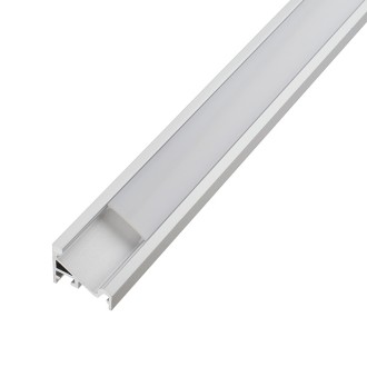 Aluminum Channel System with Cover, End Caps, and Mounting Clips, for LED Strip Installations, 60º/30º Angled, Pack of 5x 1m Segments