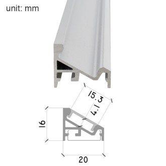 Aluminum Channel System with Cover, End Caps, and Mounting Clips, for LED Strip Installations, 60º/30º Angled, Pack of 5x 1m Segments