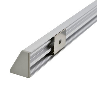 Aluminum Channel System with Cover, End Caps, and Mounting Clips, for LED Strip Installations, 60º/30º Angled, Pack of 5x 1m Segments