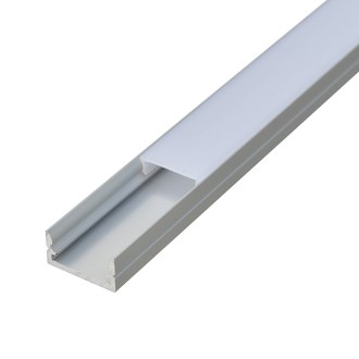Aluminum Channel System with Flat Cover, End Caps, and Mounting Clips for LED Strip Installations, U-Shape, Pack of 10x 118" Segments