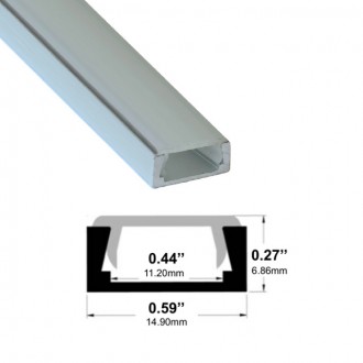 8-ft Aluminum Channel System with Cover, End Caps, and Mounting Clips, for LED Strip Installations, Standard U-Shape