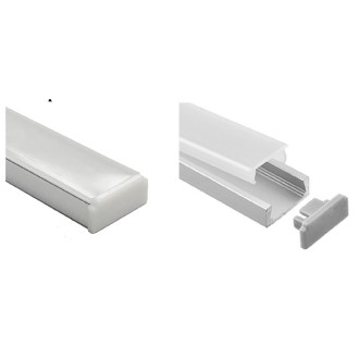 8-ft Aluminum Channel System with Cover, End Caps, and Mounting Clips, for LED Strip Installations, Standard U-Shape