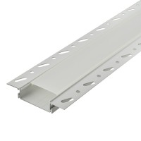 Aluminum Channel System with Continuous Cover for LED Strip Installations in Drywall - Mud-In Recessed U-Shape Wide, Pack of 5x 4-ft Segments