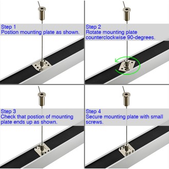 Hanging Kit for Aluminum Channel System with Cover and End Caps for Surface-Mount or Suspended LED Strip Installations, Side-Bending U-Shape, Pack of 4x 91" Segments Hanging Kit for Aluminum Channel System with Cover and End Caps for Surface-Mount or Suspended LED Strip Installations, Side-Bending U-Shape, Pack of 4x 91" Segments