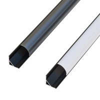Black Anodized Aluminum Channel System with Dark and Milky Covers, End Caps, and Mounting Clips for LED Strip Installations, Angled V-Shape, Pack of 10x 78" Segments