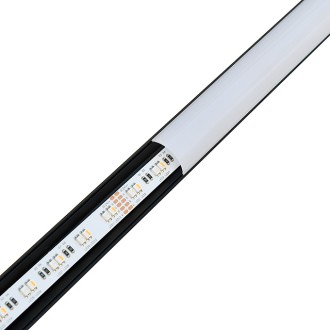 Black Anodized Aluminum Channel System with Dark and Milky Covers, End Caps, and Mounting Clips for LED Strip Installations, Angled V-Shape, Pack of 10x 78" Segments