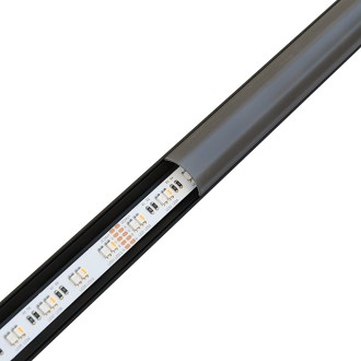 Black Anodized Aluminum Channel System with Dark and Milky Covers, End Caps, and Mounting Clips for LED Strip Installations, Angled V-Shape, Pack of 10x 78" Segments