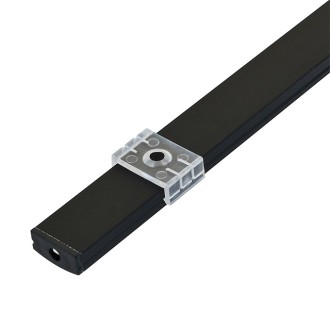Black Anodized Aluminum Channel System with Dark and Milky Covers, End Caps, and Mounting Clips for LED Strip Installations, U-Shape