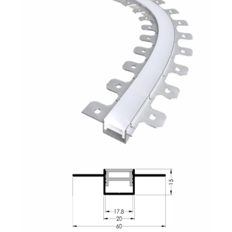6.7-ft Aluminum Channel System with Cover for LED Strip Installations - Side-Bending Mud-In Recessed U-Shape Medium (5-Pack) 6.7-ft Aluminum Channel System with Cover for LED Strip Installations - Side-Bending Mud-In Recessed U-Shape Medium (5-Pack)