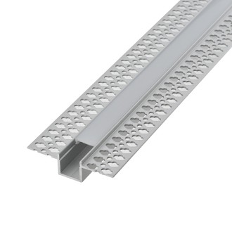 Aluminum Channel System with Continuous Cover for LED Strip Installations in Drywall, U-Shape Plaster-In Recessed, Pack of 5x 48in Segments or 5x 80in Segments