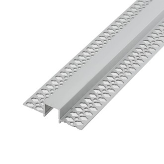 Aluminum Channel System with Continuous Cover for LED Strip Installations in Drywall, U-Shape Plaster-In Recessed, Pack of 5x 4-ft Segments