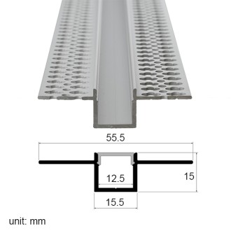 Aluminum Channel System with Continuous Cover for LED Strip Installations in Drywall, U-Shape Plaster-In Recessed, Pack of 5x 4-ft Segments