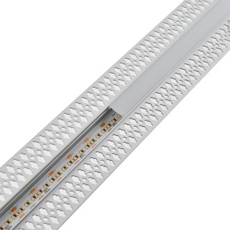 Aluminum Channel System with Continuous Cover for LED Strip Installations in Drywall, U-Shape Plaster-In Recessed, Pack of 5x 4-ft Segments