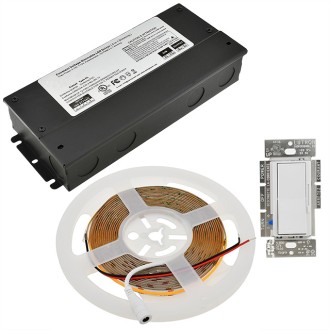 12V 45W COB High-Output 90-CRI 16.4-ft Flexible Ribbon 2400-LED Strip Light with Dot-Free Uniform Glow
