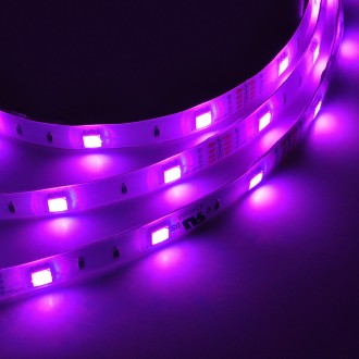 12V UL 16.4-ft Water-Resistant RGB Color-Changing Flexible Ribbon LED Strip Light with 150xSMD5050 in Silicone Gel
