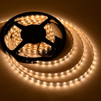 12V 24W UL 16.4-ft IP65 Water-Resistant Flexible Ribbon LED Strip Light with 300xSMD2835 in Silicone Sleeve