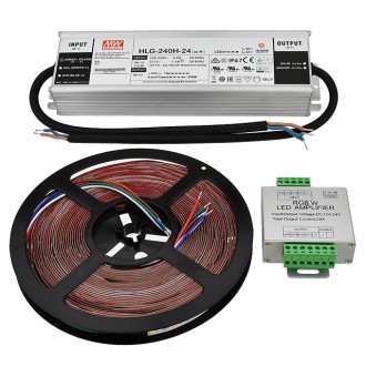 24V High-Output 32.8-ft RGBW Color-Changing + Warm-White Flexible LED Ribbon Strip Light with SMD1808RGB and SMD2835