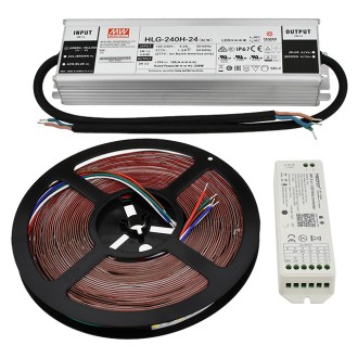 24V High-Output 32.8-ft RGBW Color-Changing + Warm-White Flexible LED Ribbon Strip Light with SMD1808RGB and SMD2835